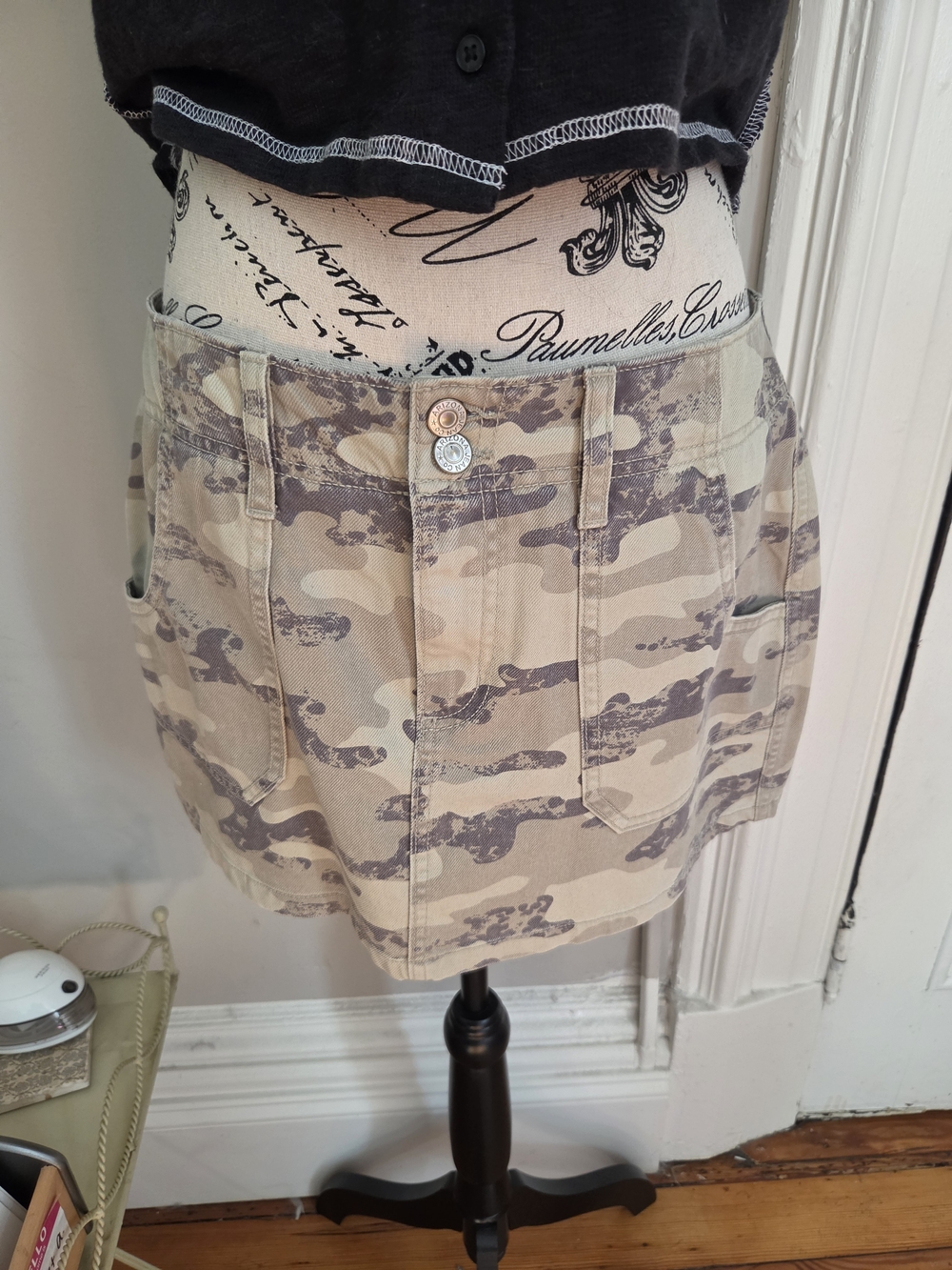 Camouflage Mini Skirt in Beige & Olive